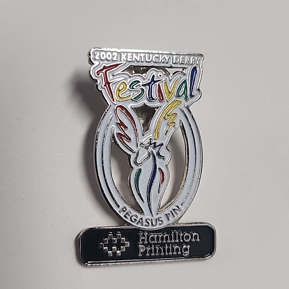 2002 KENTUCKY DERBY FESTIVAL PEGASUS SPONSER LAPEL PIN BROOCH HAMILTON PRINTING